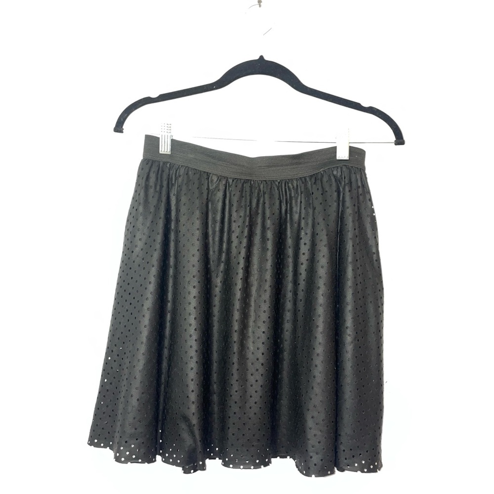 Black Perforated Skater Skirt